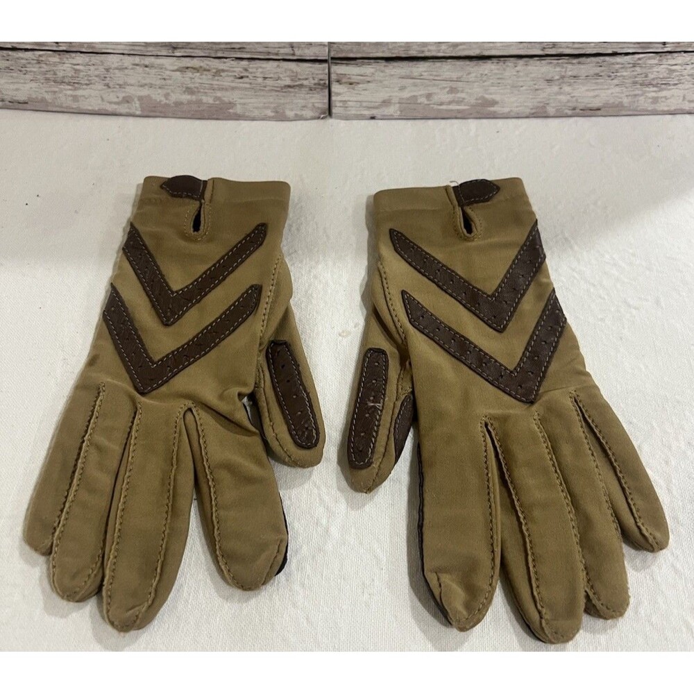 Aris Isotoner Women's One Size Lined Stretch Gloves Light and Dark Brown G-1